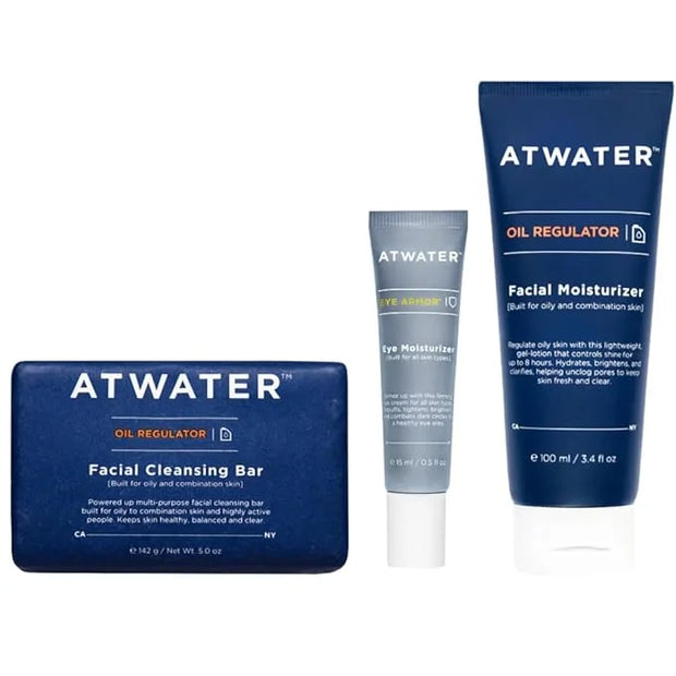 ATWATER Oily Skin Starter Set - Men's Eye Cream, Face Wash, and Moisturizer Bundle for Oily to Combination Skin - Product ...