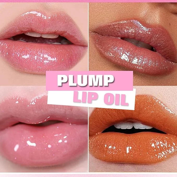 6 Pcs Colorful Fat Lip Oil Hydrating Lip Gloss Set with Long-lasting and Moisturizing Glass Water Lip Stain for Lip Care a...