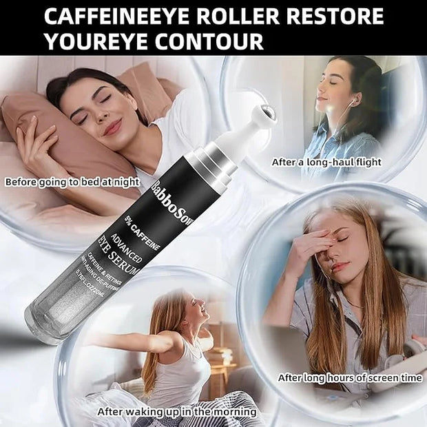 5% Caffeine Eye Serum, Anti-Aging Eye Cream with 360°Massage Roller, Eye Serum for Dark Circles and Puffiness, Reduces Fin...