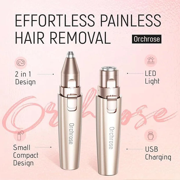 Rechargeable Facial Hair Remover for Women: 2-in-1 Device for Shaping Eyebrows and Removing Face Peach Fuzz(Rose Gold) - P...