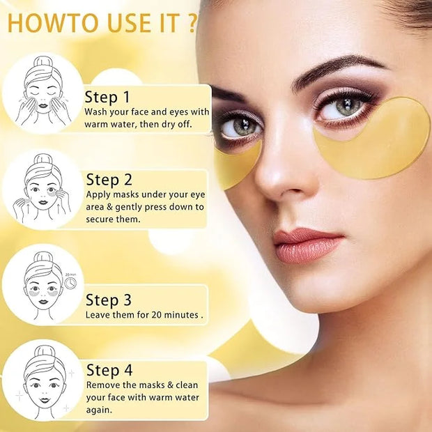 24K Gold Under Eye Patches Gel Eye Pad Hot Cold Eye Mask,Eye Masks Skincare for Removing Dark Circles and Puffiness,Reduce...