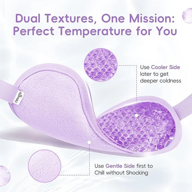 NEWGO Cooling Gel Eye Mask - Reusable Cold Pack for Puffy Eyes, Dark Circles, Migraine, Stress Relief - Purple With Soft P...