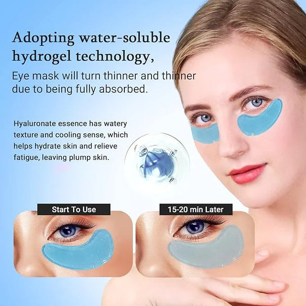 Hyaluronic Acid Eye Mask for Dark Circles and Eye Bags & Kojic Acid Soap Moisturizing Deep Cleansing for Face and Body - P...