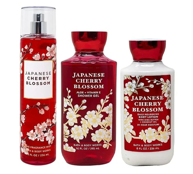 Bath and Body Works - Signature Collection - Japanese Cherry Blossom - Shower Gel - Fine Fragrance Mist & Body Lotion Trio...