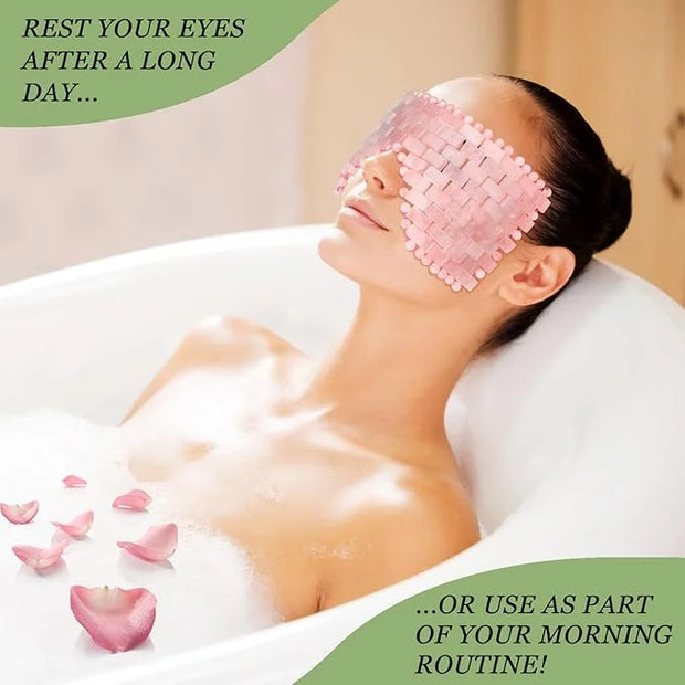 Natural Jade Eye Mask and Rose Quartz Eye Mask Set - Soothing & Relaxing Alleviate Puffiness and Migraines with Cooling an...