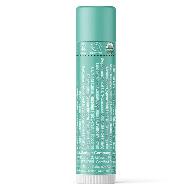 Badger Highland Mint Classic Lip Balm, 100% Organic Balm Long Lasting Lip Moisturizer w/Light Silky Texture, Refreshing, I...