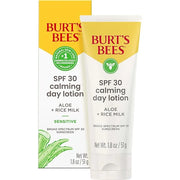 BURTS BEES SPF 30 Calming Day Face Lotion With Aloe and Rice Milk for Sensitive Skin, Sunscreen Face Lotion Soothes Rednes...