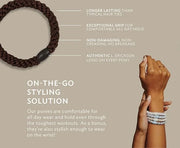 L. Erickson Pony Hair Ties - Black - 8 Pack Ponytail Holders - No Damage Hair Accessories for Women - Product Image