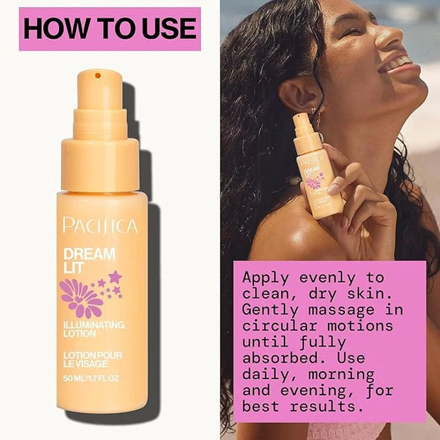 Pacifica Dreamlit Illuminating Facial Lotion – Vitamin C & Niacinamide Brightening Moisturizer for Radiant Glow - Natural ...