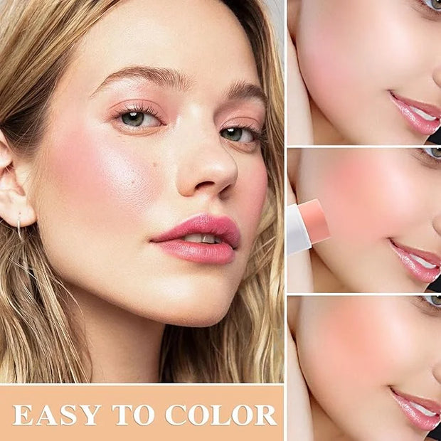 Cream Blush Stick with Brush and Makeup Sponge,Waterproof Multi Cream Makeup Stick,Lightweight,Long-lasting,2 in 1 Multi B...