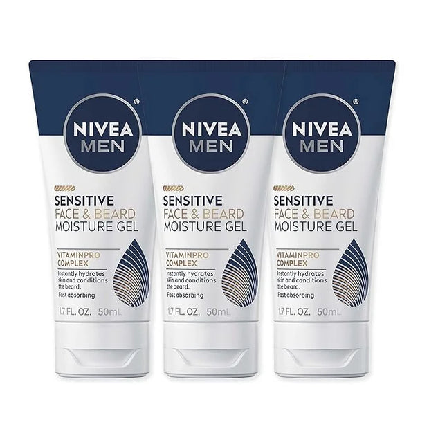 NIVEA Men Sensitive Face and Beard Moisture Gel, Gentle Face and Beard Moisturizer for Men Instantly Hydrates Skin and Con...
