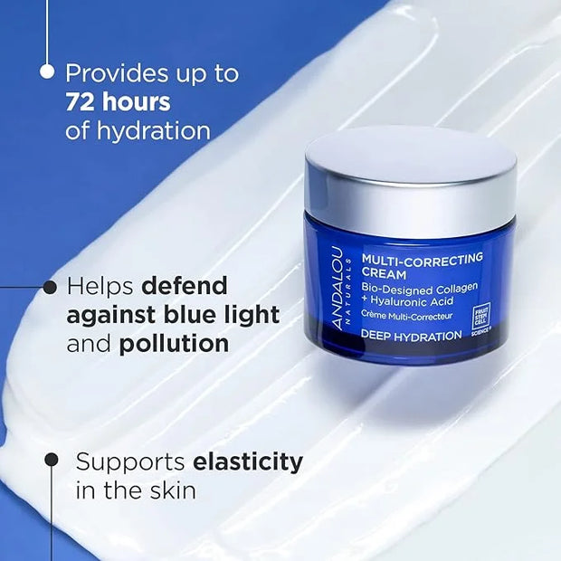 Andalou Naturals Deep Hydration Face Moisturizer, Multi-Correcting Cream, Day & Night Moisturizer for Face with Hyaluronic...