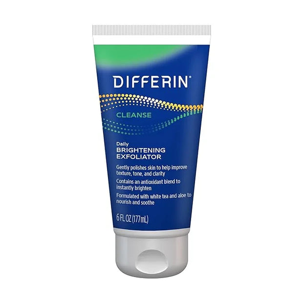 Differin Face Scrub Daily Brightening Exfoliator, Improves Tone and Texture for Acne Prone Skin, Green, 6 Fl Oz (Packaging...