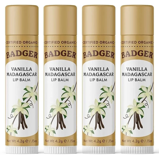 Badger - Classic Lip Balm, Vanilla Madagascar, Made with Organic Olive Oil, Beeswax & Rosemary, Certified Organic, Moistur...