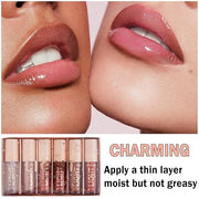 CAHIUYOA Light 6PCS Lip Gloss Set,Nude Pink Lip Gloss Kit Shine Glossy and Moisturizing,Lip Plumping Pack Bulk Liquid Lips...