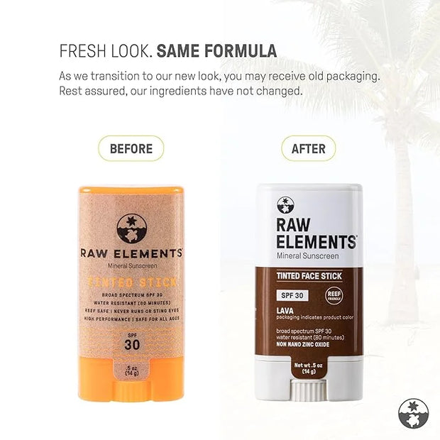 Raw Element Ultra-Moisturizing Face Tint Sunscreen, SPF 30+, Non Toxic Mineral Face Cream, Non Nano Zinc Oxide, Reef Frien...
