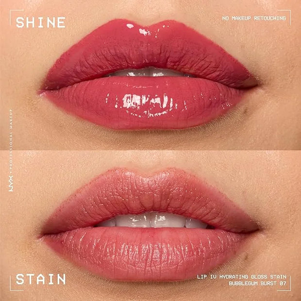 NYX PROFESSIONAL MAKEUP Lip IV Hydrating Glossy Lip Stain with 12HR Hydration - Bubblegum Burst (Pink) - Product Image