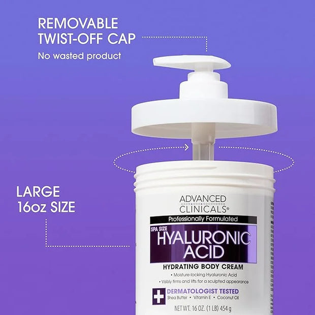 Advanced Clinicals Retinol Body Cream + Hyaluronic Acid Moisturizer 2pc Skincare Set | Face Cream & Body Lotion For Women ...