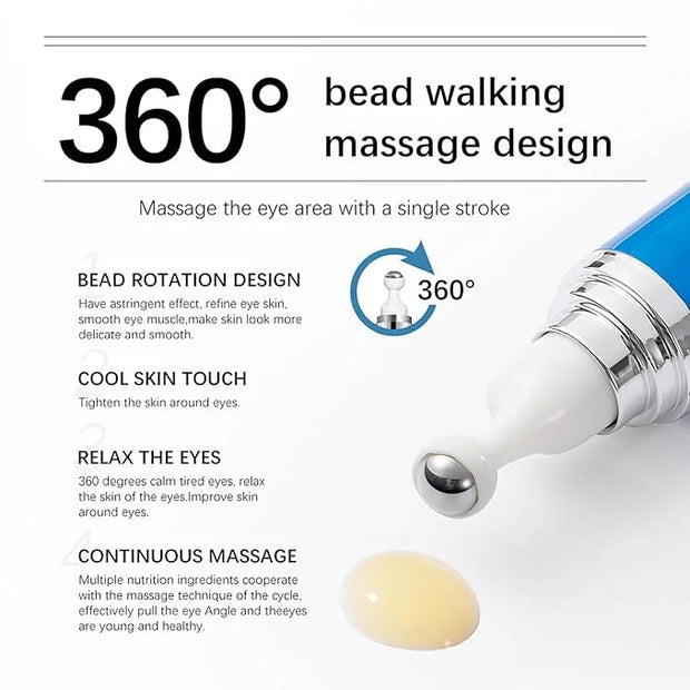 5% Caffeine Eye Serum with 360° Massage Rollerball Topper,Caffeine Eye Cream for Dark Circles,Wrinkles,Puffiness and Fine ...