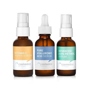 Cosmedica Skincare Facial Serum Trio Set Value for Clear Skin + 2 Microneedling Rollers - Product Image