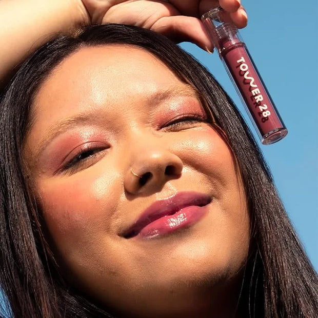 Tower 28 ShineOn Milky Lip Jelly, SESAME, Non-Sticky, Hydrating Vegan Lip Gloss in Milky Mauve, Apricot and Raspberry Seed...