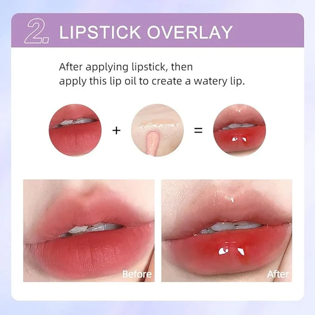 2Pcs Crystal Jelly Moisturizing Lip Oil Hydrating Lip Gloss Set, Non-sticky Fresh Texture Nourishing Plumping Lip Oil Long...