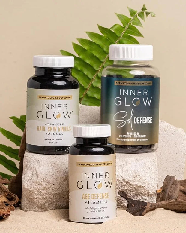 Inner Glow Age Defense Vitamins - Dermatologist and Plastic Surgeon Developed to Fight photoaging and Melasma, Polypodium ...