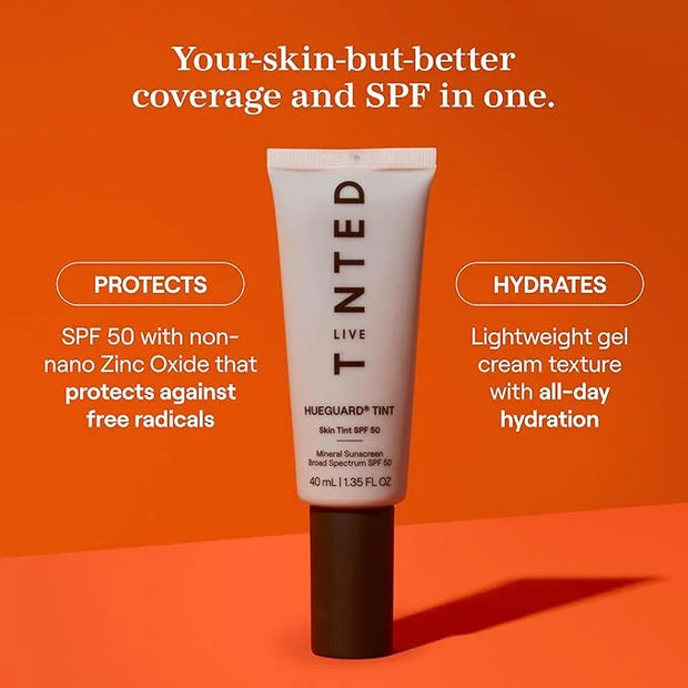 Live Tinted Hueguard Skin Tint SPF 50 - Tinted Mineral Sunscreen with Light-Medium Buildable Coverage With a Hydrating and...