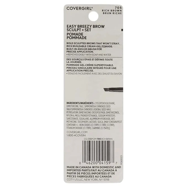 COVERGIRL Easy Breezy Brow Sculpt + Set Pomade, Rich Brown, 1 Count (packaging may vary) - Product Image