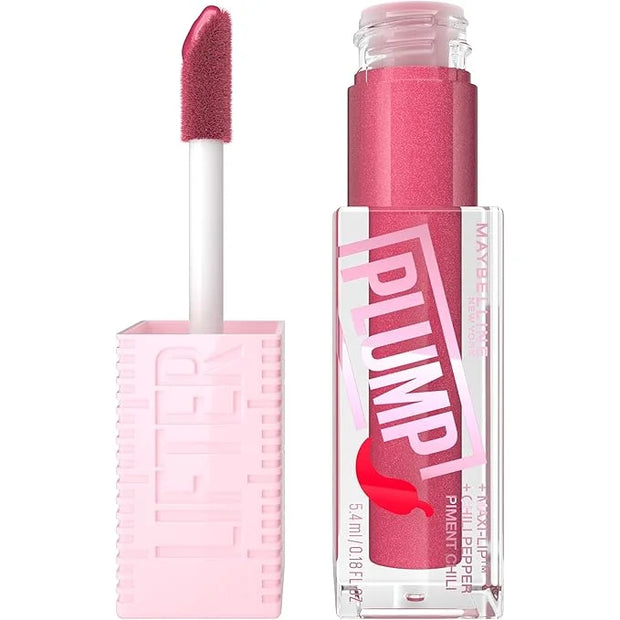 MAYBELLINE Lifter Gloss Lifter Plump, Plumping Lip Gloss with Chili Pepper and 5% Maxi-Lip, Mauve Bite, Sheer Mauve, 1 Cou...