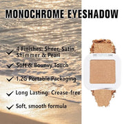 Kaely Pressed Single Eyeshadow Makeup, Golden Shimmer Highly Pigmented Monochrome Eye Shadow Palette, Waterproof Neutral P...