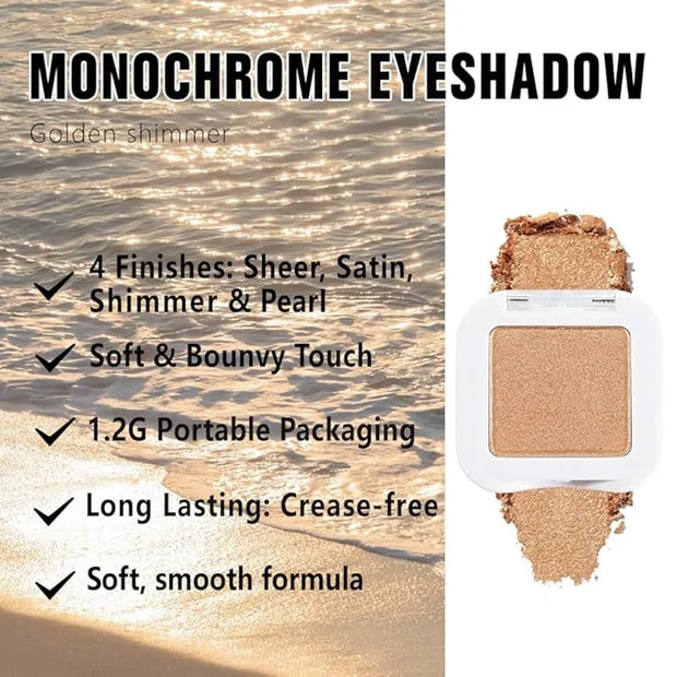 Kaely Pressed Single Eyeshadow Makeup, Golden Shimmer Highly Pigmented Monochrome Eye Shadow Palette, Waterproof Neutral P...