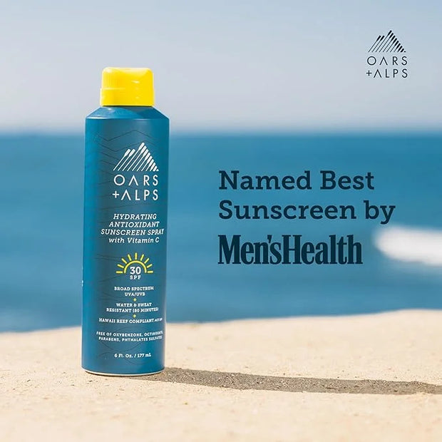 Oars + Alps Sunscreen Spray for Face & Body, SPF 30 Spray Sunscreen Infused with Vitamin C & Antioxidants, No White Residu...