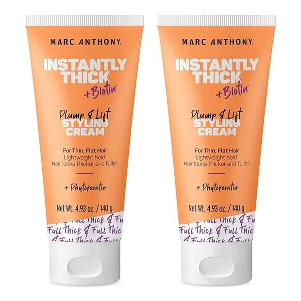 Marc Anthony Instantly Thick Styling Hair Cream (2-Pack) - Vitamin E & Biotin for Thicker, Fuller Hair with Lightweight Ho...