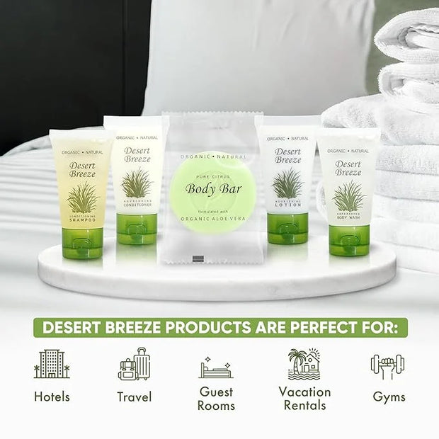 Terra Pure Desert Breeze Hotel Soaps & Toiletries Bulk Set | 1-Shoppe Amenities Kit | 1oz Shampoo & Conditioner, Body Wash...