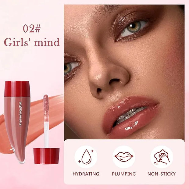 Juicy Lip Plumping Gloss, Orange Tinted Lip Gloss Lip Plumper, Hydrating Moisturizing Lip Tint Stain,Highly Pigmented Shin...