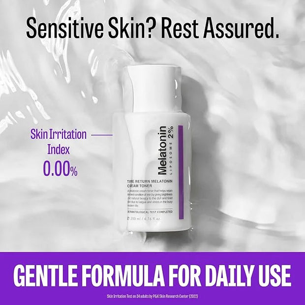 Time Return Melatonin Cream Toner | Moisturizing Facial Toner for Sensitive Skin | Clarifying & Calming Toner for Face | H...