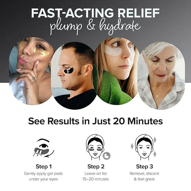 ToGoSpa, Bamboo Charcoal Under Eye Repair Mask, Collagen Under Eye Patches, Enriched With Ale Vera, Hyaluronic Acid, Light...