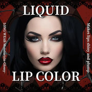 Vinyl Red Velvet Ink Liquid Lipstick with Black Lip Liner Gothic Lip Combo Halloween Makeup, Long Wear Waterproof Lip Glos...
