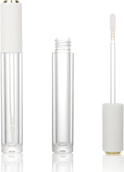 COSIDEA 10pcs Empty Round 4ml 0.13oz lip gloss tubes with soft silicon tip wand Gold white lid Lipgloss tube containers fo...