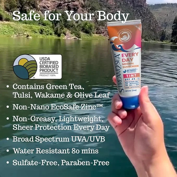 SPF 45 Every Day Tint Mineral Sunscreen | 2.5 Fl Oz Biodegradable, Paraben Free & Reef Safe Sunscreen | Non-Greasy Tinted ...
