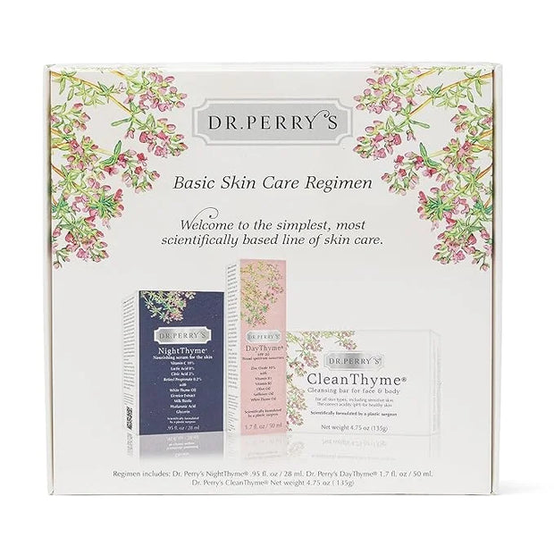 Dr. Perry's Basic Facial Skincare Regimen, 3 Pc. Kit - Vitamin C Night Serum, SPF Skin Protector, Facial Cleansing Bar - P...