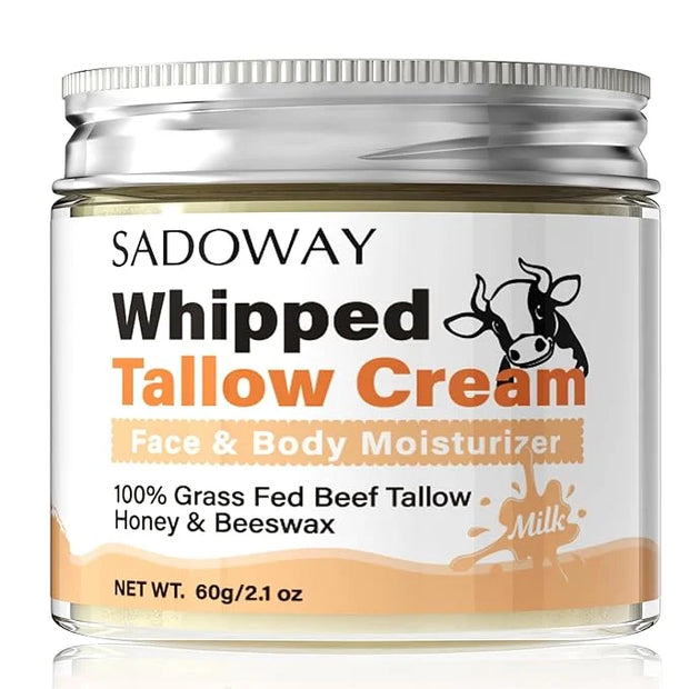 SADOWAY Beef Tallow for Skin: Handmade Beef Tallow for Face - Organic Grass-Fed Whipped Beef Tallow and Honey Balm Tallow ...
