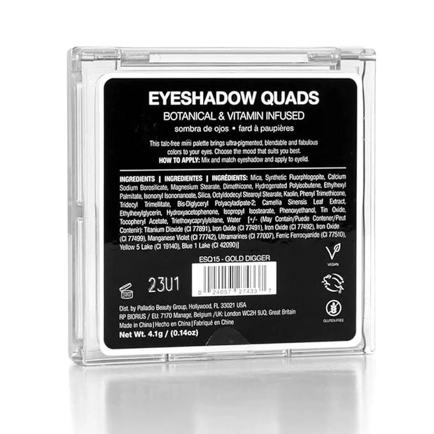 Palladio Eyeshadow Quads, Velvety Pigmented Blendable Matte, Metallic & Shimmer Finishes, Creamy Formula, Four Way Quad Ey...