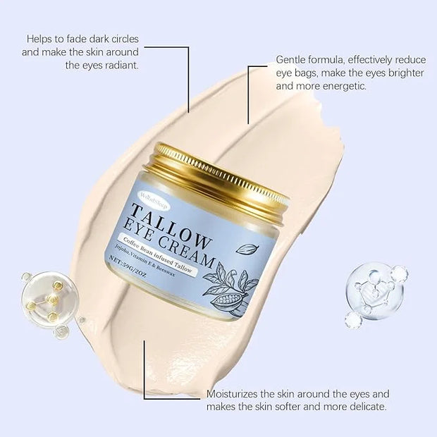 Coffee Beef Tallow Eye Cream for Dark Circles, Beef Tallow for Skin,Organic Grass Fed Beef Tallow Eye Cream, Rapid Wrinkle...