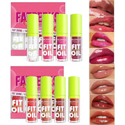 4 Colors Fat Oil Lip Gloss, Lip Oil Lip Glaze Hydrating Lip Glow Oil Big Brush Head Moisturizing Lip Gloss, Shiny Transpar...