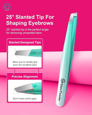 Expert Slant and Point Tip Tweezer Set with Exclusive Storage & Carrying Case, GlamTweeler Sharp & Precision Tweezer Set f...