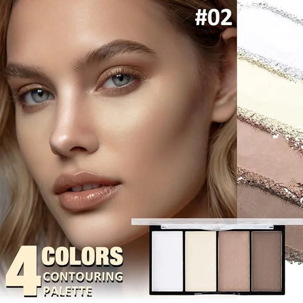 4-Color Contour Makeup Palette, Blush Highlighter Bronzer Powder Kit, Face Cosmetics Gift Set (02#, 1 Count (Pack of 1)) -...