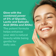 2X BIGGER 2OZ, Go Radiance 5% Glycolic Acid Serum, Salicylic Acid Serum for Acne-prone Skin, BHA Liquid Exfoliant, AHA Pee...