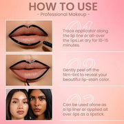 Matte Lip Stain Peel Off Lip Liner, Dark Brown Peel Off Lip Stain Tattoo,Long Lasting & Waterproof Peel Off Lip Gloss Lip ...